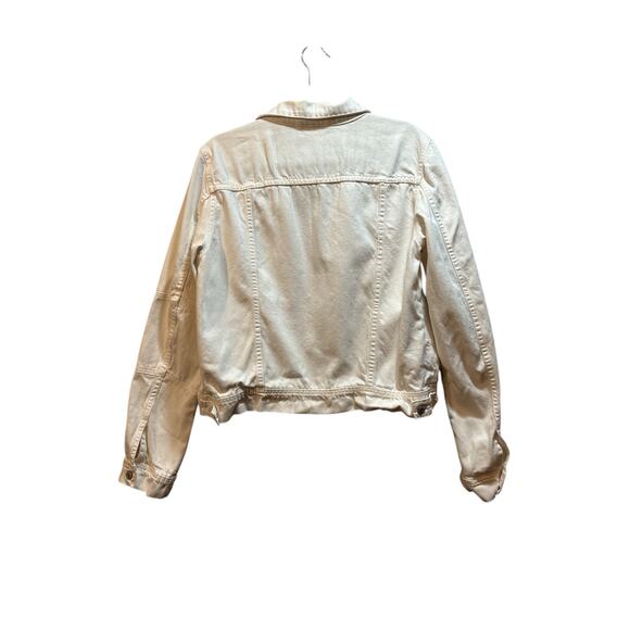 Free people white jean jacket 100% cotton women’s large - Picture 2 of 10